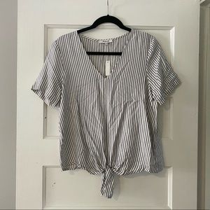 NWT Madewell Striped Tie bottom Blouse